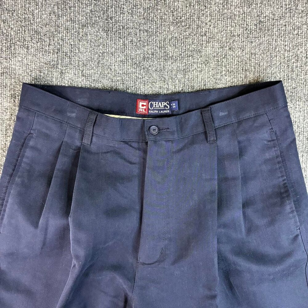 Chaps Ralph Lauren Pleated Dress Pants Men’s 36x34 Navy Blue Classic Fit